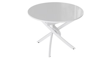 Обеденный раздвижной стол Diamond тип 3 (Белый муар/Белый глянец) в Пензе