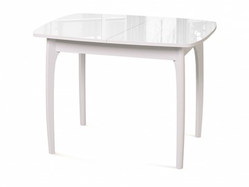 Кухонный стол раздвижной Dikline M40 стекло белое/ножки белые в Пензе