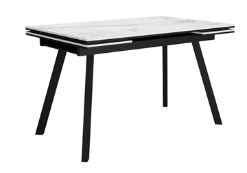 Стол кухонный раскладной DikLine SKA125 Керамика Белый мрамор/подстолье черное/опоры черные (2 уп.) в Пензе