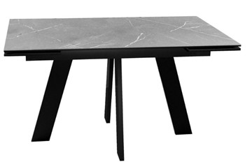 Стол обеденный раскладной DikLine SKM140 Керамика серый мрамор/подстолье черное/опоры черные (2 уп.) в Пензе