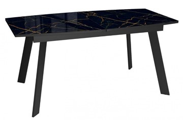 Кухонный раскладной стол Dikline XLS160 мрамор черный глянец/ножки черные в Пензе