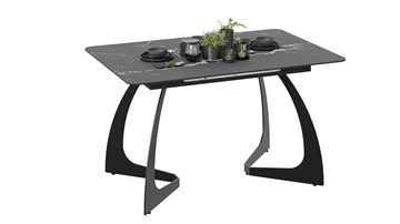 Раскладной стол Конкорд Тип 2 (Черный муар/Стекло матовое черный мрамор) в Пензе