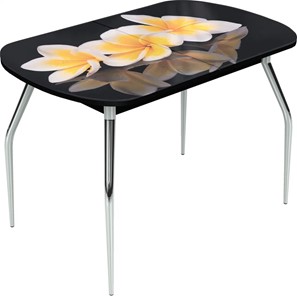 Кухонный стол раскладной Ривьера исп.1 ноги метал. крашеные №24 Фотопечать (Цветы №11) в Пензе