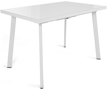 Маленький обеденный стол Сальвадор-1G (ноги белые, стекло cristal/белый цемент) в Пензе