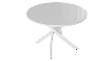 Стол обеденный круглый Diamond тип 2 (Белый муар/Белый глянец) в Пензе
