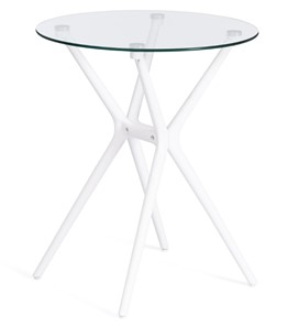 Кухонный обеденный стол PARNAVAZ (mod. 29) пластик/стекло, 60х60х70,5 прозрачный/белый арт.19697 в Пензе