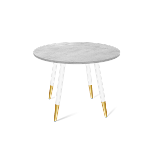 Круглый кухонный стол SHT-TU14 / SHT-TT 90 ЛДСП (бетон чикаго светло-серый/белый муар/золото) в Пензе