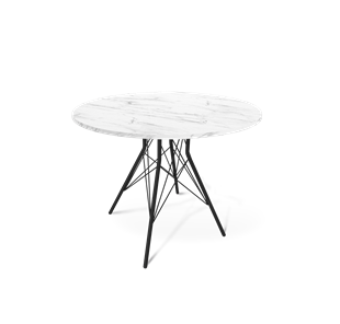 Круглый кухонный стол SHT-TU2-1 / SHT-TT 90 ЛДСП (мрамор кристалл/черный муар) в Пензе