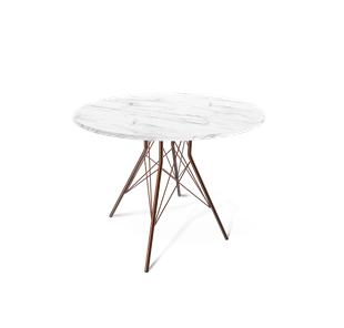 Круглый стол на кухню SHT-TU2-1 / SHT-TT 90 ЛДСП (мрамор кристалл/медный металлик) в Пензе