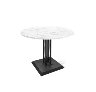 Круглый стол на кухню SHT-TU6-BS2 / SHT-TT 90 ЛДСП (мрамор кристалл/черный) в Пензе