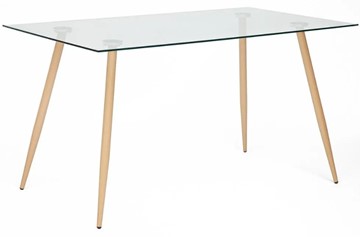 Стеклянный стол SOPHIA (mod. 5003) металл/стекло (8мм), 140x80x75, бук/прозрачный арт.12098 в Пензе