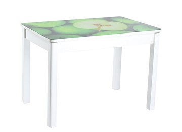 Кухонный раскладной стол Айсберг-02 СТФ, белое лдсп/зеленые яблоки/40 прямые массив белые в Пензе