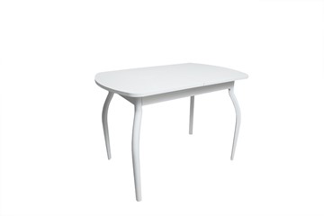Кухонный стол раскладной ПГ-01СТ белое/белое/крашенные фигурные в Пензе