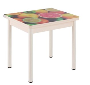 Кухонный пристенный стол СПА-01 СТФ, дуб молочный ЛДСП/стекло фрукты/36 прямые трубки крашеные белые в Пензе