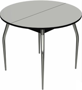 Обеденный раздвижной стол Ривьера исп. круг хром №5 (стекло белое/черный) в Пензе