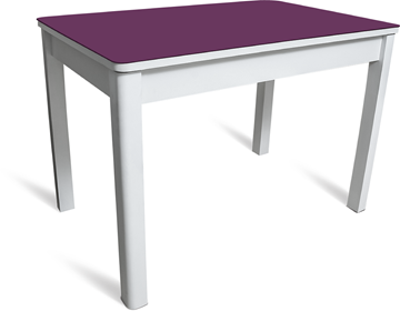 Обеденный раздвижной стол Айсберг-02 СТ2, белое ЛДСП/фиолетовое стекло/40 массив белый в Пензе