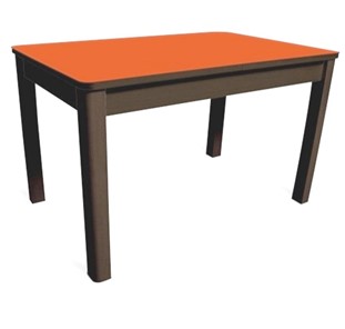 Кухонный обеденный стол Айсберг-06 СТ1, венге ЛДСП/стекло оранжевое/42 прямые массив венге в Пензе