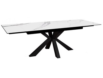 Раздвижной стол раздвижной DikLine SFE140 Керамика Белый мрамор/подстолье черное/опоры черные (2 уп.) в Пензе