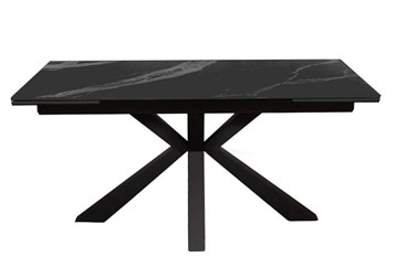 Керамический обеденный стол раздвижной DikLine SFE160 Керамика Черный мрамор/подстолье черное/опоры черные (2 уп.) в Пензе