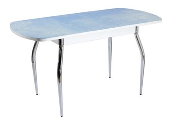 Стеклянный кухонный стол ПГ мини СТФ белый ЛДСП/стекло капли/хром фигурные в Пензе