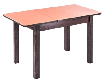 Кухонный раскладной стол Айсберг-02 СТ1, венге ЛДСП/стекло оранжевое/42 прямые массив венге в Пензе
