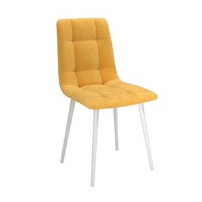 Обеденный стул Белла, велюр тенерифе куркума/Цвет металл белый в Пензе