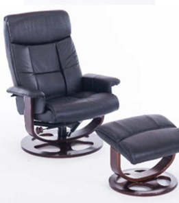 Офисное кресло ДамОфис J6011 для релаксации нат. кожа / дерево, черный в Пензе