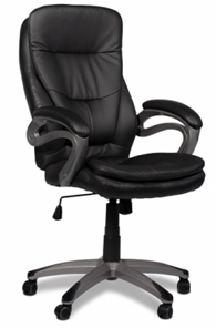 Кресло компьютерное ДамОфис J 9302 экокожа /пластик, черный в Пензе