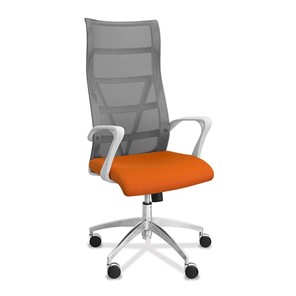 Кресло офисное Топ X белый каркас, сетка/ткань TW / серая/оранжевая в Пензе