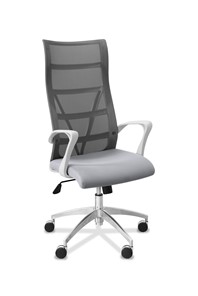 Офисное кресло для руководителя Топ X белый каркас, сетка/ткань TW / серая/ серая в Пензе