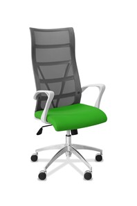 Кресло офисное Топ X белый каркас, сетка/ткань TW / серая/салатовая в Пензе