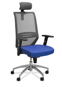 Кресло офисное Aero с подголовником, сетка/ткань TW / черная/ синяя в Пензе