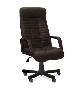 Офисное кресло Атлант W, экокожа премиум / тёмно-коричневая CN1113/ дерево - венге в Пензе