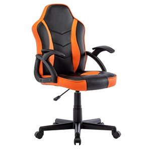 Кресло компьютерное BRABIX "Shark GM-203", экокожа, черное/оранжевое, 532513 в Пензе