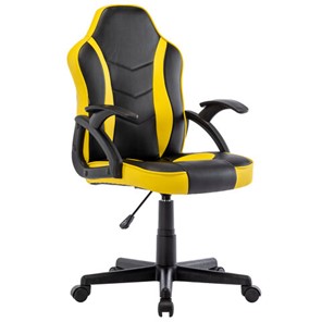 Кресло компьютерное BRABIX "Shark GM-203", экокожа, черное/желтое, 532514 в Пензе