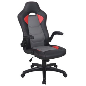Офисное кресло BRABIX "Skill GM-005", откидные подлокотники, экокожа, черное/красное, 532496 в Пензе