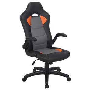 Офисное кресло BRABIX "Skill GM-005", откидные подлокотники, экокожа, черное/оранжевое, 532495 в Пензе