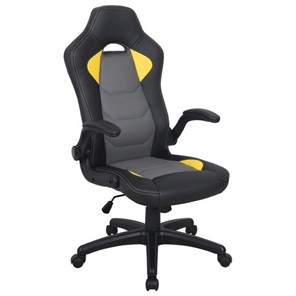 Офисное кресло BRABIX "Skill GM-005", откидные подлокотники, экокожа, черное/желтое, 532494 в Пензе