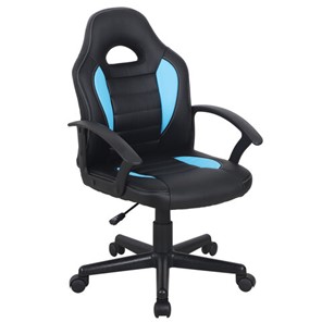 Офисное кресло BRABIX "Spark GM-201", экокожа, черное/голубое, 532505 в Пензе