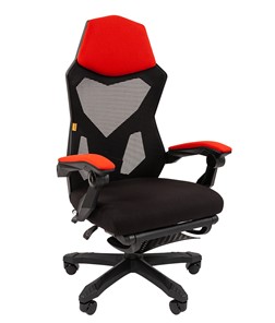Компьютерное кресло CHAIRMAN 571 с подставкой для ног , сетчатый акрил / полиэстер черный/красный в Пензе