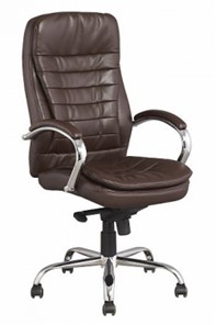 Кресло офисное ДамОфис J 9031-1 экокожа /хром, коричневый в Пензе