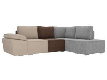 Угловой диван для гостиной Хавьер, Бежевый/Коричневый/Серый (рогожка) в Пензе