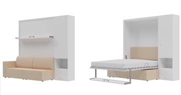 Шкаф-кровать трансформер Кровать-трансформер Smart (КД 1400+ШП), шкаф правый, левый подлокотник в Пензе