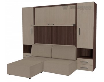 Подъемная кровать Кровать-трансформер Smart (ШЛ+КД 1600+ШП+Пуф), 2 шкафа, без подлокотников в Пензе