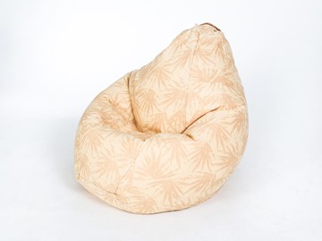 Кресло-мешок Груша среднее, жаккард, бежевые листья в Пензе
