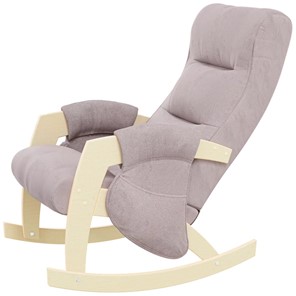 Кресло-качалка ЭЛИТ с карманами Джанни (каркас дуб, сиденье серо-розовое) в Пензе