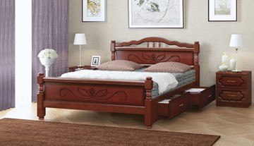 Кровать с выкатными ящиками Карина-5 (Орех) 140х200 в Пензе