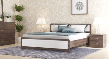 Спальная кровать СВ-Стиль Золушка, 140х200 с основанием, кожзам, венге в Пензе