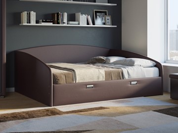 Спальная кровать Bono 160х200, Экокожа (Коричневый) в Пензе