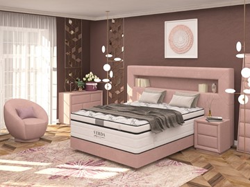 Кровать в спальню Smart/Podium M 160х200, Флок (Велсофт Винтажный розовый) в Пензе